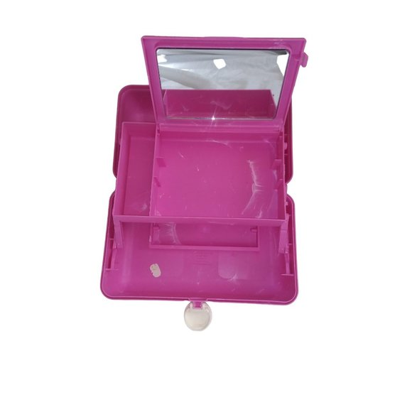 Caboodle Pink Marbled Makeup Case with Mirror Travel Case - Picture 8 of 13